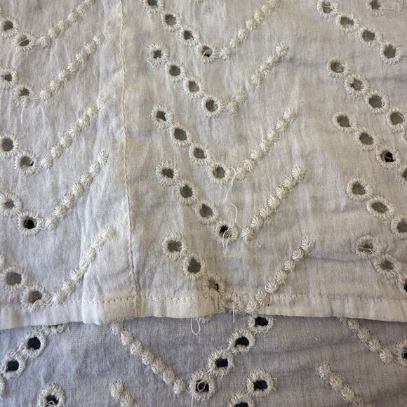 Pepin Size Small V-Neck Eyelet Blouse Cotton Silk Blend Ivory Cream Anthro FLAWS - Picture 8 of 13